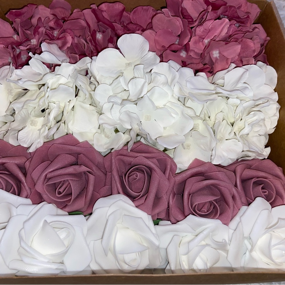 20 Count Mauve Pink White Hydrangeas Flowers Wedding Centerpiece Bouquet  New